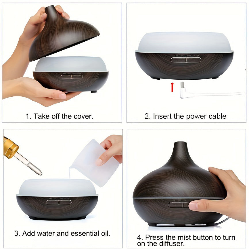 Step-by-step guide on how to use a diffuser with images and text instructions. - Lioré®