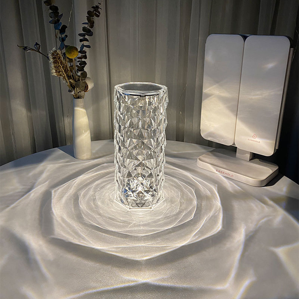 Crystal LED lamp light on a textured surface with a blurred background -Lioré® USA