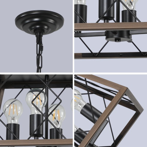 Chandelier with black and brown metal design on a gray background - Lioré® USA