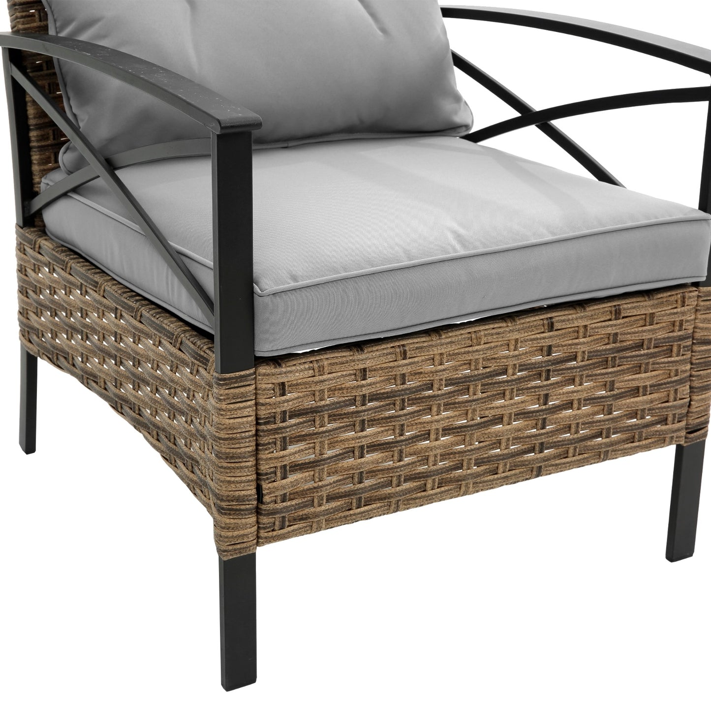 Wicker chair with gray cushions on a white background - Lioré® USA
