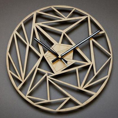 Geometric wooden wall clock on a gray background - Lioré