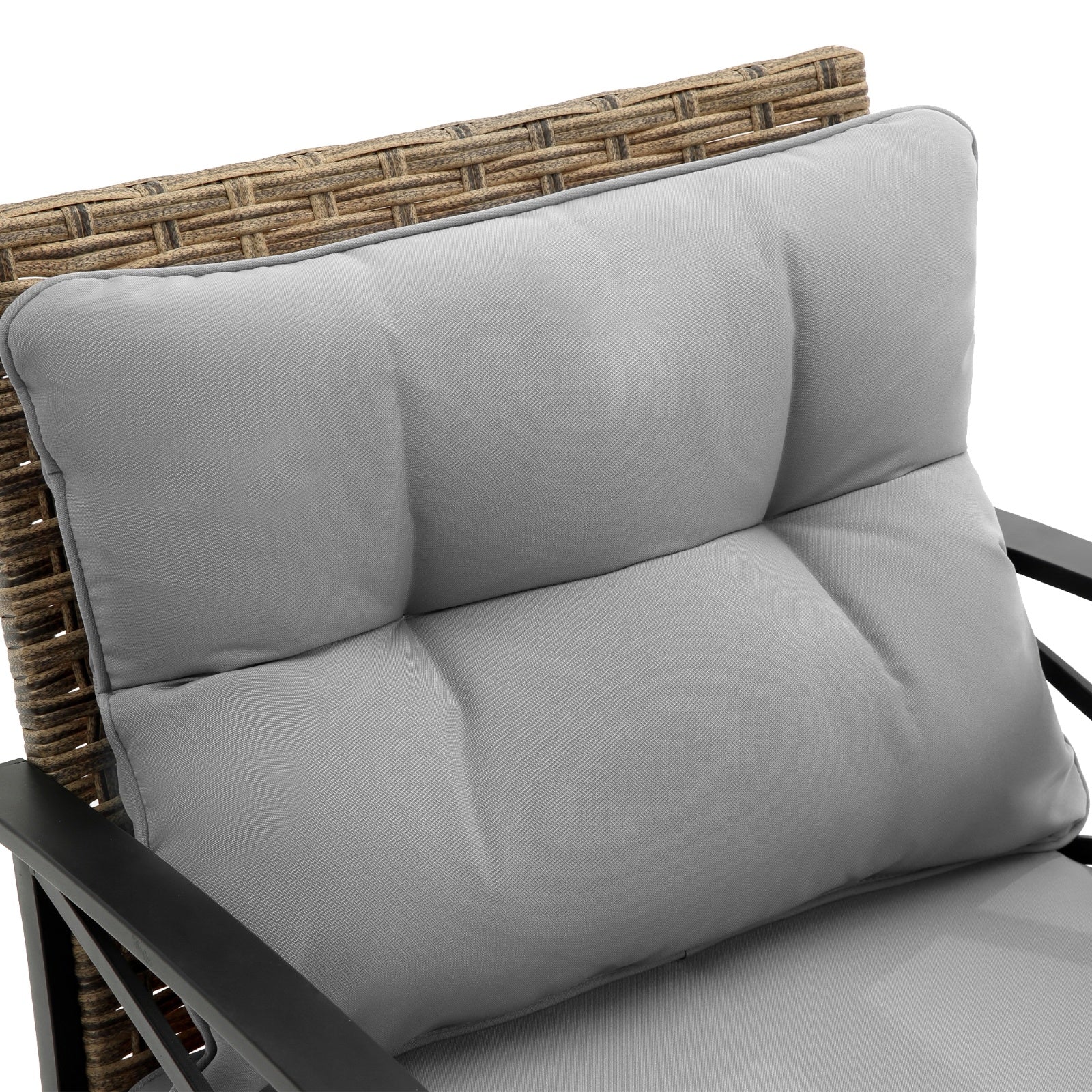 Gray cushions on a wicker chair with a white background - Lioré® USA