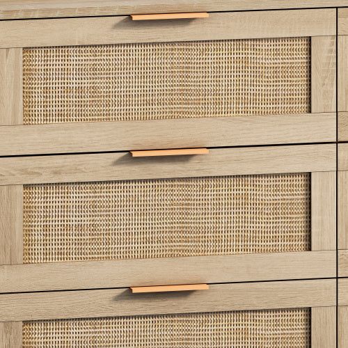 Rattan dresser with woven design and bronze handles - Lioré® USA