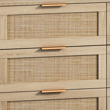 Rattan dresser with woven design and bronze handles - Lioré® USA