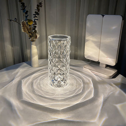 Crystal LED lamp light on a textured surface with a blurred background -Lioré® USA