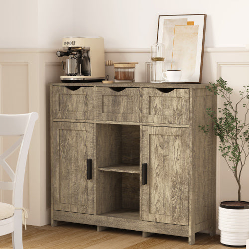 Wooden sideboard with kitchen appliances in a home setting - Lioré®